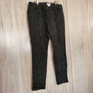 CACHE PANTS BLACK SNAKE SKIN PATTERN ANKLE Pants Size 10 Retro Tapered Party